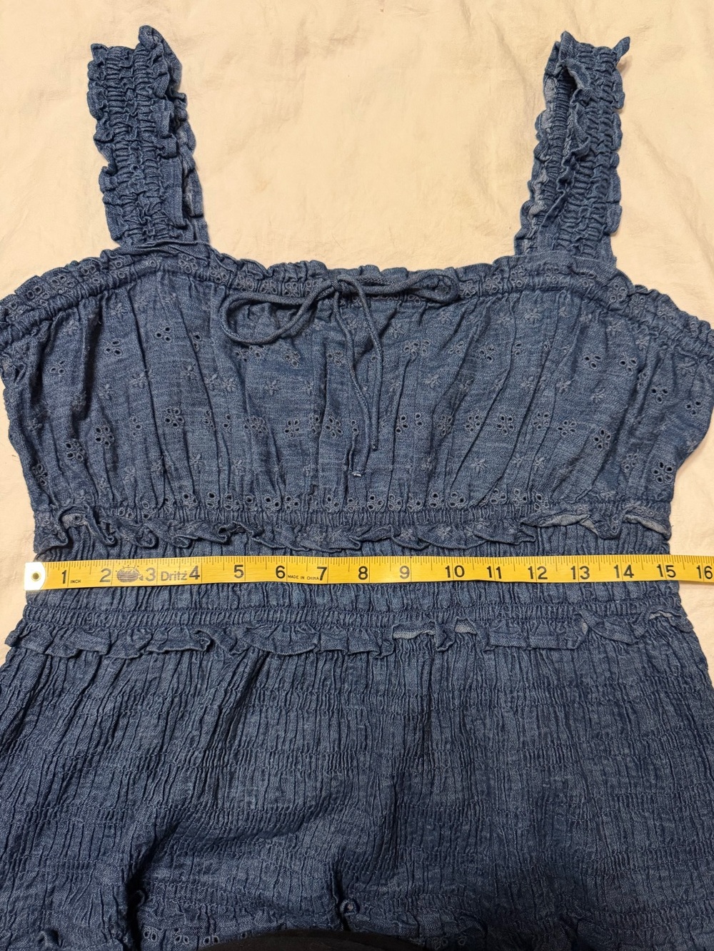 Gap × DÔEN Midi Blue Eyelet Denim Dress Size Large NWT - Picture 7 of 16